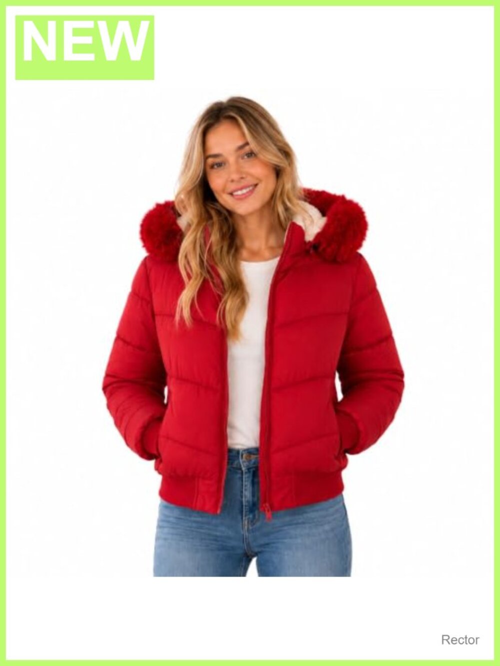 Women's Hooded Puffer Bomber Jacket Sherpa Lined Faux Fur Trim